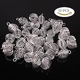 Teenitor 50 Pcs 20x25mm Silver Plated Spiral Bead Cage Charms Pendants, Fits Beads To 19mm Max.