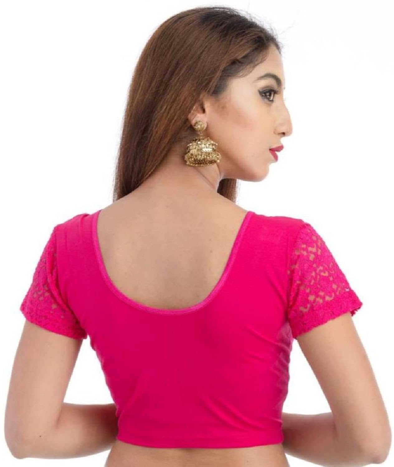 fressia fabrics women's stretchable readymade saree blouse crop top choli pack of 3