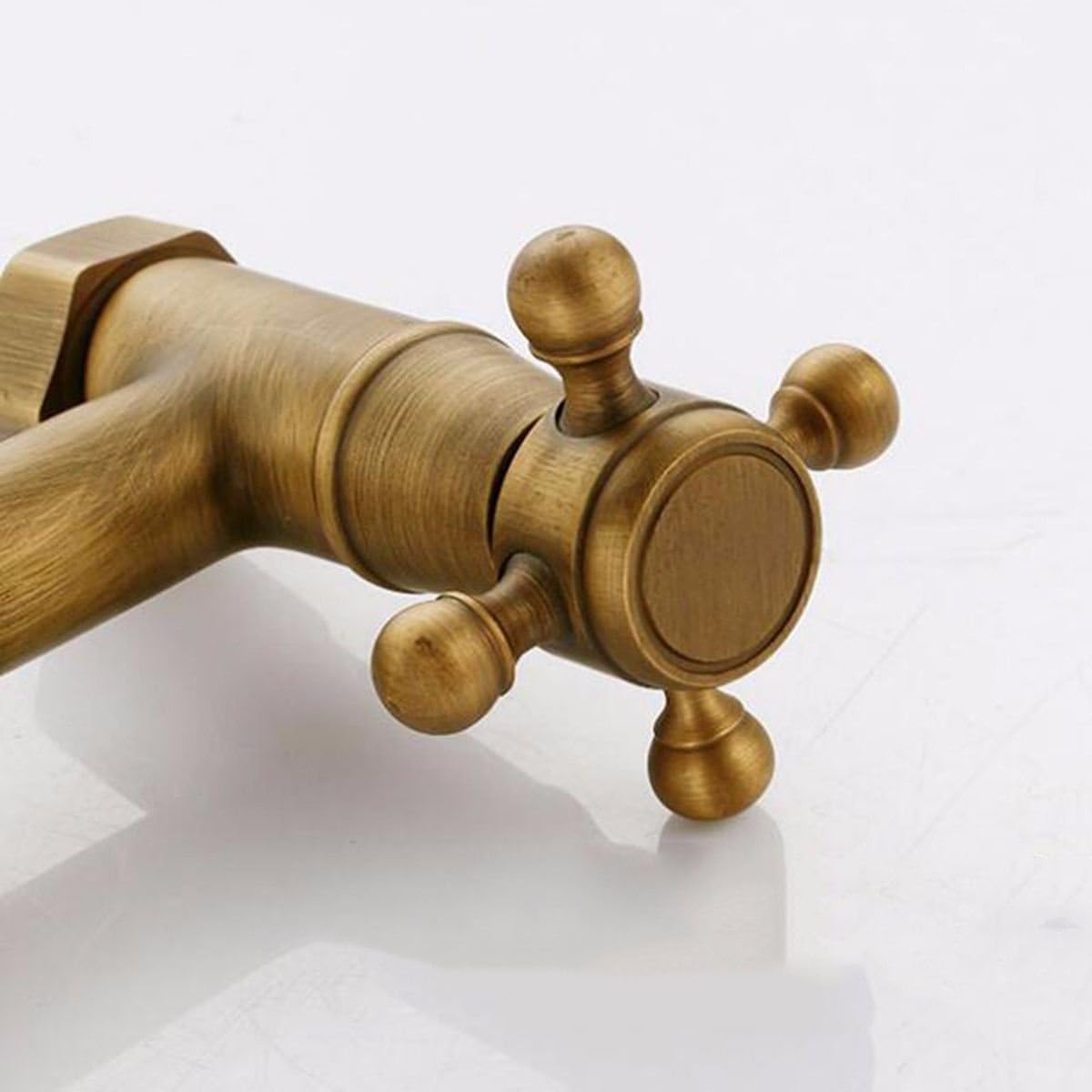 Wall Mounted Solid Brass Kitchen Mixer Tap Inspired Bathroom Sink Tap, Antique Brass Finish, Retro Antique - Image 5