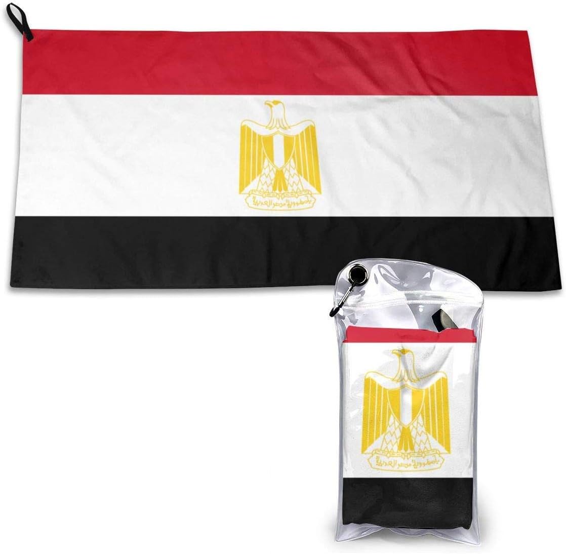 RIPO Egypt Flag Fast Drying Microfiber Towel Ultra Soft Compact Suitable for Hiking,Travel,Camping, Beach,Backpacking,Gym,Sports,and Swimming 70x130cm