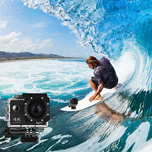 Action Camera 4K16MP WiFi Waterproof Sports Diving Cam DV Camcorder 170 Ultra Wide-Angle Len with Sensor 2 Rechargeable Batteries/Floating Hand Grip and Accessories Kit