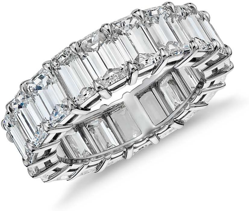 Women's 3x5 Emerald Design Cubic Zirconia Eternity Wedding Band