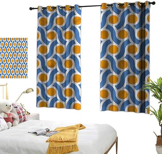 Amazon Com Lightly Teal Curtains Geometric Orange Dots Lines 72