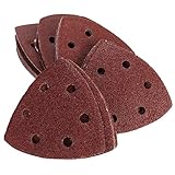 KINGSO 50 Pack Triangle Sanding Discs Sandpaper Hook and Loop Pads 40/60/80/120/180 Assorted Grits 6-Hole