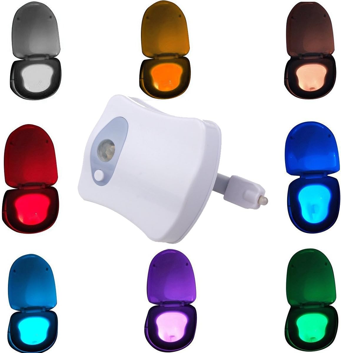 Auben Colorful Motion Sensor Toilet Nightlight, Home Toilet Bathroom Human Body Auto Motion Activated Sensor Seat Light Night Lamp 8-Color Changes(Only Activates in Darkness)