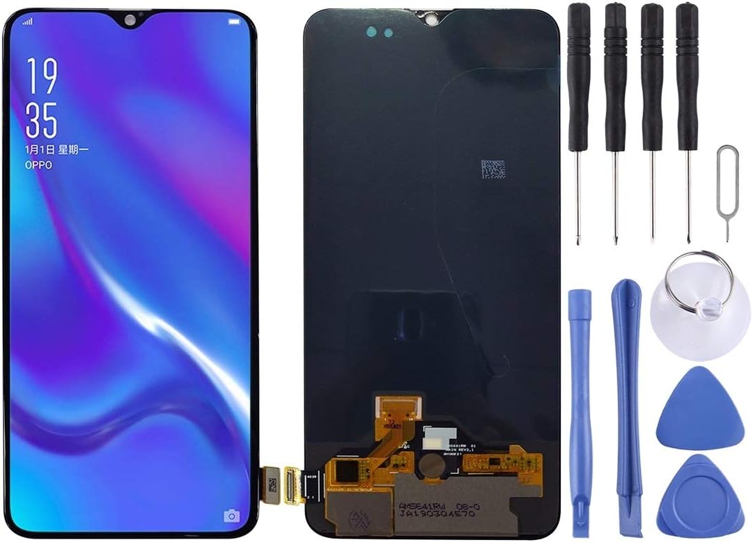XMCJ Screen Replacement Kit for OPPO K1 (Black) LCD Display Touch Digitizer Full Assembly+Full Repair Tool (Color : Black)