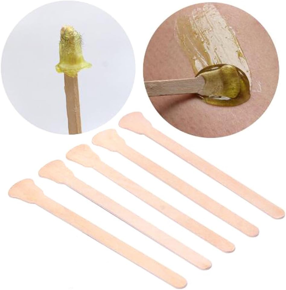 100 Pcs Natural Wooden Ice Cream Stick Facial Mask Smear Stick - Hair Removal Wax Apply Wax Rod for Eyebrow Nose Hair Removal