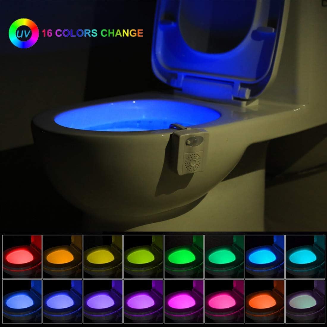 LED Toilet Light with Air Freshner, 16 Color Changing Motion Sensor Activated Lamp Pendant, Washroom Nightlight Inside Toilet Seat, Funny Gift for Men Step Dad Father from Wife Daughter