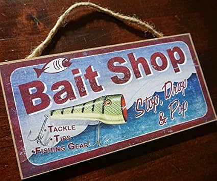 Amazon Com Bait Shop Rustic Fishing Lure Fisherman Cabin Home