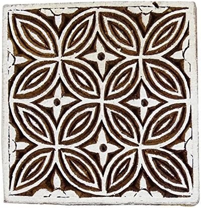 Decorative Hand Carved Floral Pattern Wooden Stamp Blocks Textile Printing Block
