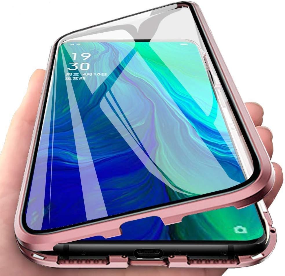 Front Tempered Glass + Back Tempered Glass Oppo A9 Case Metal Frame 360° Full Cover Magnetic Adsorption All-Around Protection