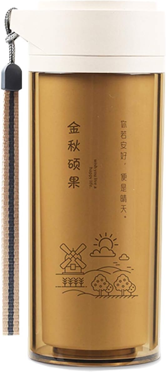 Bamboo Fiber Double-layer Insulated Water Bottle(Brown)