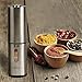 Vina Electric Salt and Pepper Grinder Set - Battery Operated, Stainless Steel, Automatic Pepper Shaker Mill with Led Light and Adjustable Coarseness for Flavor & Seasoning, Pack of 2