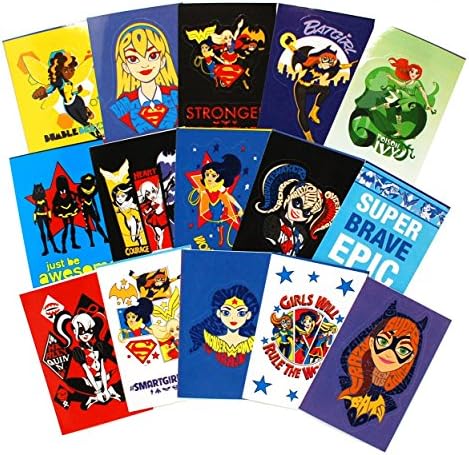 DC Comics Super Hero Girls Complete Set of 15 Large Vending Stickers (Includes Wonder Woman, Supergirl, Batgirl and more)