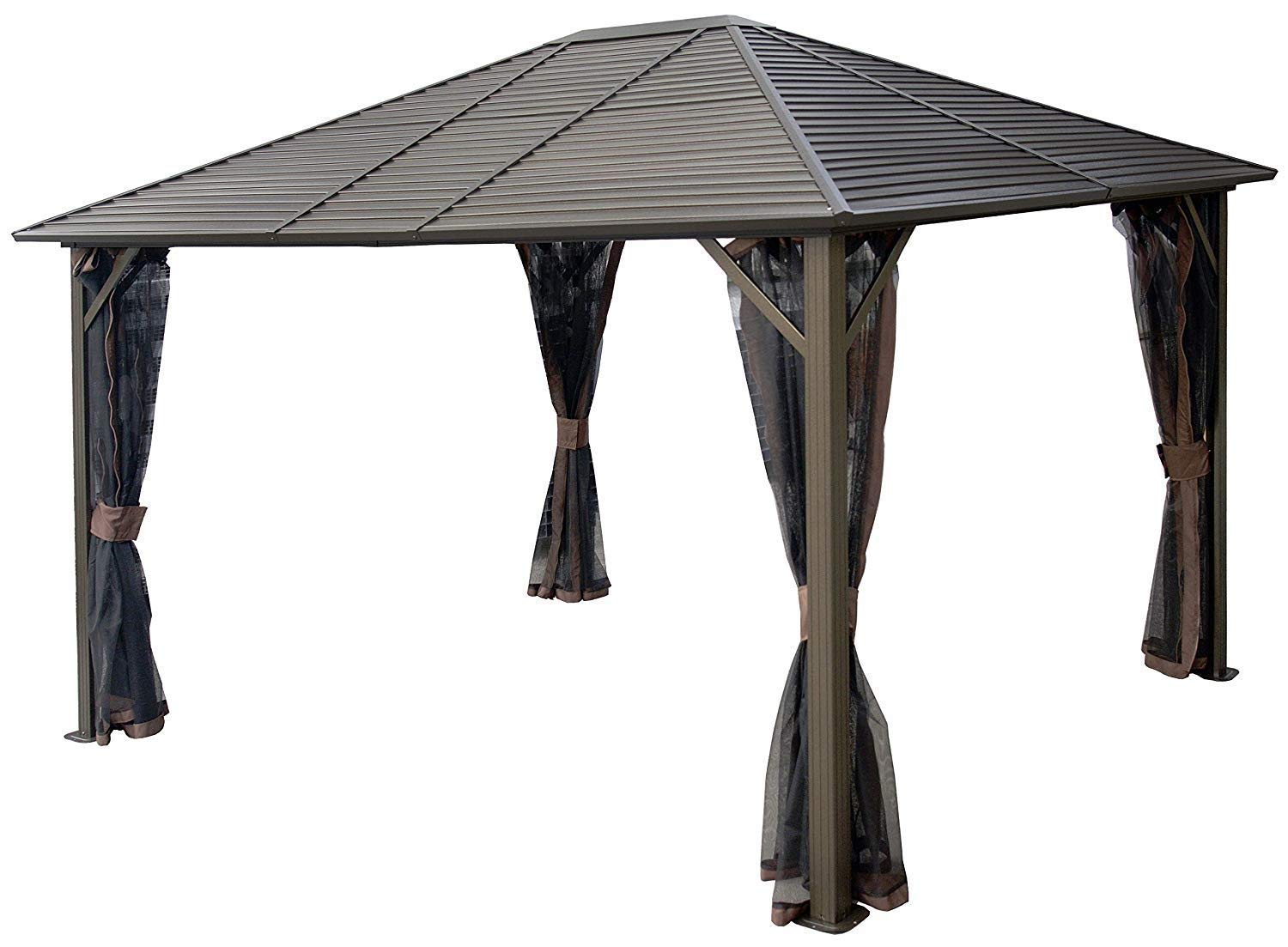 Buy Kozyard Caesar Hardtop Aluminum Gazebo with Galvanized Steel Roof, Mosquito Netting and