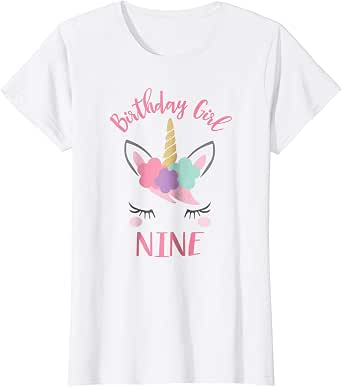 9th Birthday Shirt Girl Unicorn Ninth 