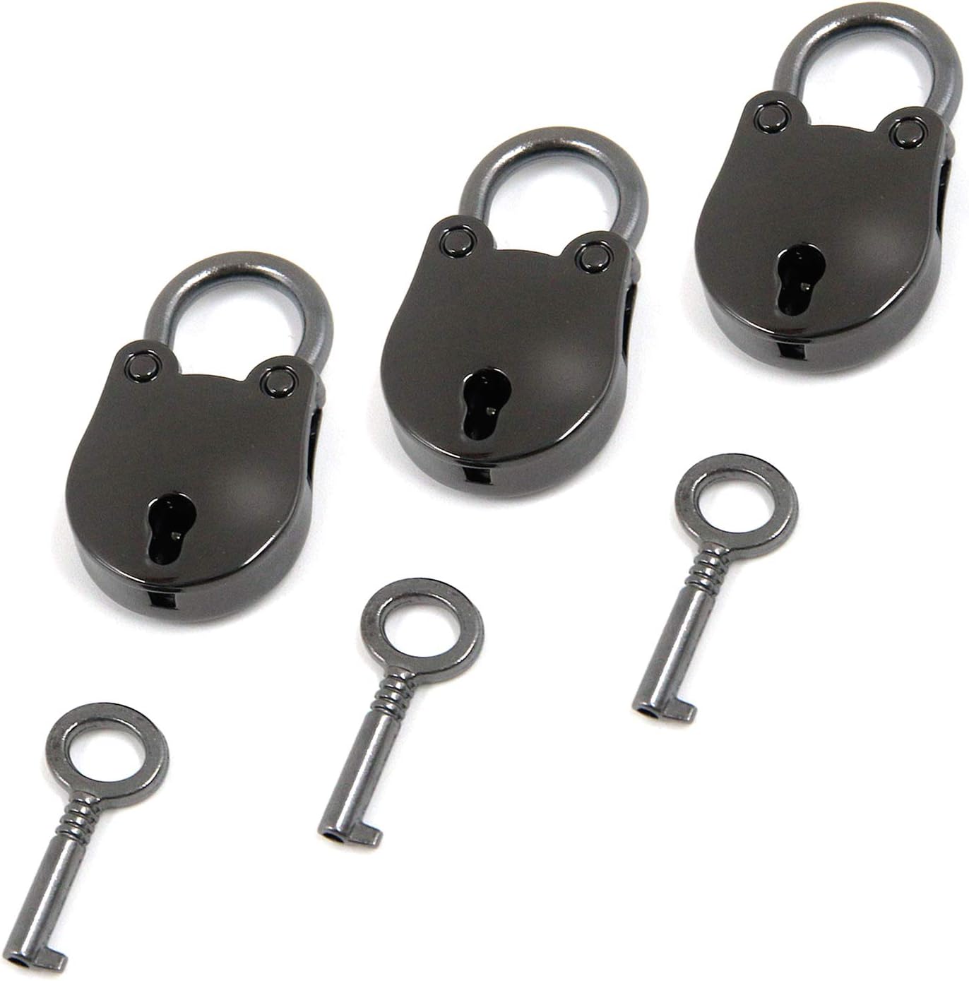 Tulead Black Padlocks Mini Key Locks Vintage Padlock Mini Bear Locks