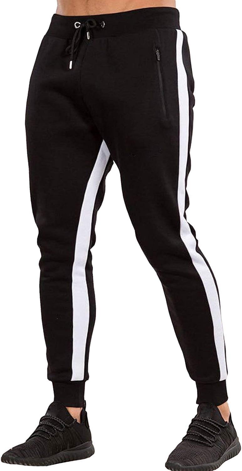 Ouber Men's Gym Jogger Pants Slim Fit Workout Running Sweatpants with Zipper Pockets
