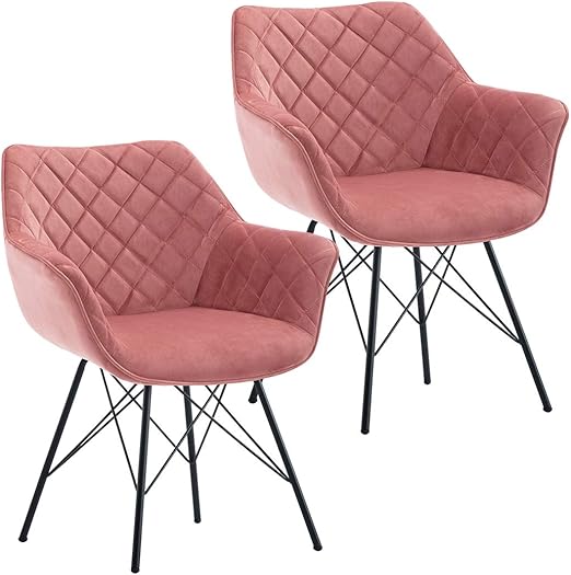 Duhome 2er Set Esszimmerstuhl Aus Stoff Samt Rosa Pink Polsterstuhl Mit Metallgestell Retro Design Armlehnstuhl Polstersessel Stuhl Mit Ruckenlehne Sessel Farbauswahl 8092j1 Amazon De Kuche Haushalt