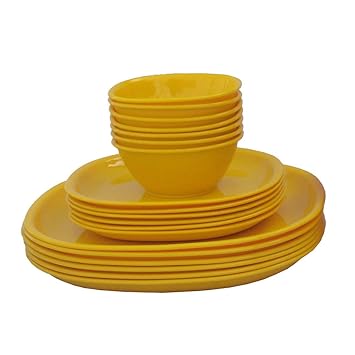 Incrizma- 18 Pcs Square Dinner Set Yellow