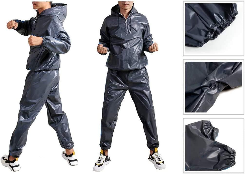 2021 Upgrade New EVA Heavy Duty Sauna Suit Gym Fitness Workout Sauna Jacket and Sauna pants Full Body Anti-Rip Sweat Suits PVC Sweat Sauna Suit for Men Women | Windproof, Waterproof : Sports & Outdoors