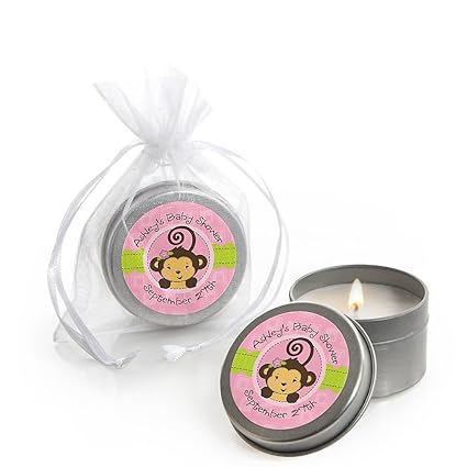 Amazon Com Baby Shower Candle Tins Monkey Girl Toys Games