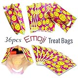 Emoji Goodie Bags for Party Favors at Children Birthday Parties, 36 Pack, 9.5 x 6.5inches Treat Bags