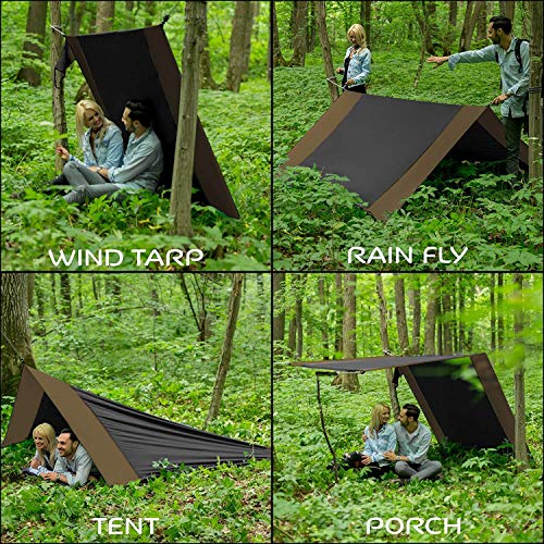 Lazy Monk Camping Hammock | Portable Outdoor Folding Hamock for Travel & Backpacking | Double Two People 2 Person Hammock with Tree Straps | Hamaca para dos - Best Accessories Kit + Bandana