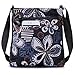 STUOYE Multi-Pocket Nylon Crossbody Purse Bag for Women Black Five Valve Flower