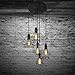 LITFAD Industrial Set of Cage Haning Lighting Fixture Rustic Barn Metal Chandelier Max 200w with 5 Cage Lights Black Finish,Vintage Creative Pendant Light