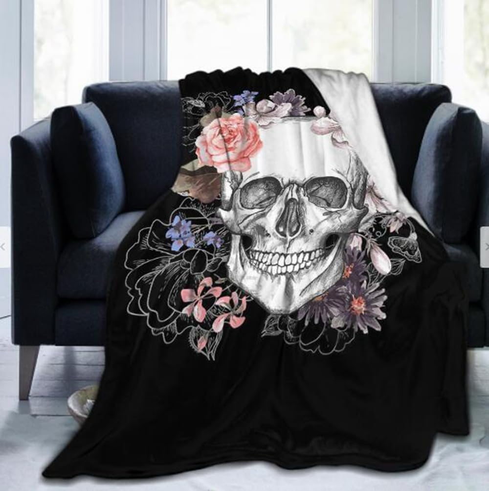 SSTREE Fleece Throw Blanket Skull Throws Home Decoration Blankets 3D print Blanket for Bed Couch Sofa(Skull, 40"x50")