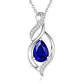 FANCIME Birthstone Necklace for Women Teardrop Necklace S925 Sterling Silver Infinity Love Birthday Gifts for Mom Women Girls, 16"+2" Inches