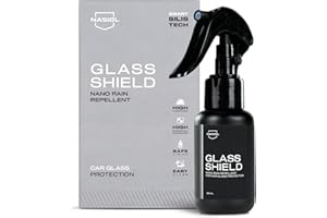Nasiol GlasShield Nano Rain Repellent Spray Kit, Windshield&Glass Ceramic Coating, Super Hydrophobic to 30000 Miles, Super Easy Application Spray&Wipe, Clear Vision for Safe Driving, Easy Ice Removal
