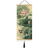 Canvas Painting Prints Wall Scroll Fengshui Art for Decor 32x14in | Holiday Gifts Vintage Canvas Wall Art, Chinese Wall Scroll Ready to Hanging for Wall Decor