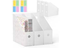 HUKADO 6PCS Scrapbook Paper Storage, Foldable Scrapbook Holder with 4 Pieces Sticky Index Tabs, 12x12 Paper Storage Organizer, Files, Craft Vinyl, Cardstock, Magazines, Documents