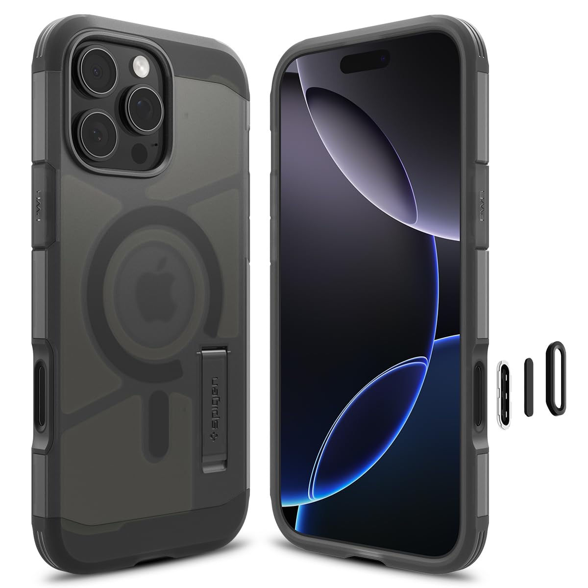 Spigen for iPhone 16 Pro Max Case, Tough Armor T (Ai) MagFit [Camera Control Button Coverage] [Compatible with Magsafe] [Kickstand] - Frost Black Image