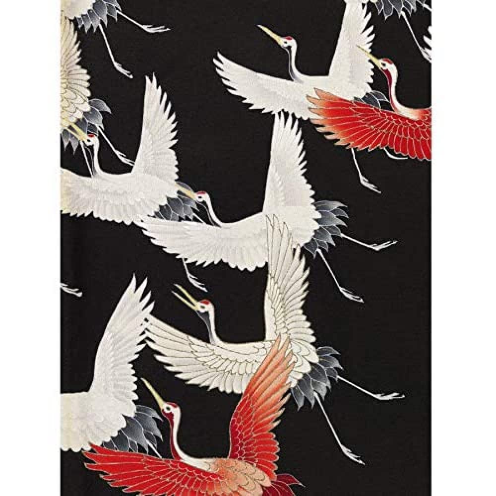Wee Blue Coo Japanese Crane Kimono Pattern Art Print Canvas Premium Wall Decor Poster Mural