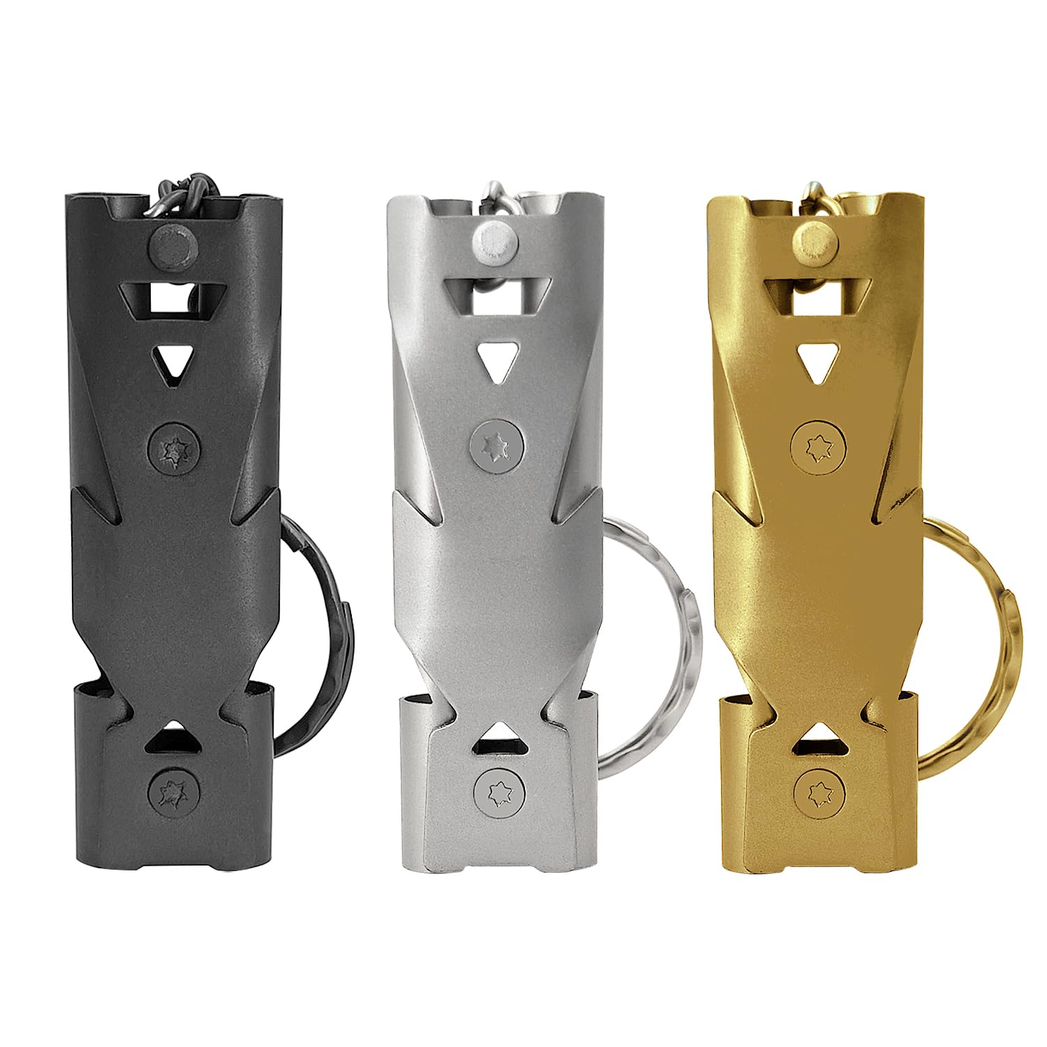 WANYI 3 Packs Safety Whistle Waterproof with Keychain 150 db Double Tubes Outdoor Whistle Stainless Steel Survival Whistle for Camping Hiking Hunting Signal