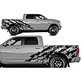 Factory Crafts Shred Side Graphics Kit Vinyl Decal Wrap Compatible with Dodge Ram 5.7 Bed 2009-2018 - Matte Black