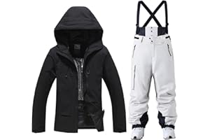 YEEFINE Men's Ski Suit Two Piece Waterproof Ski Jacket and Pants Set Outdoor Windproof Winter Snow Comfy Warm Snowsuits