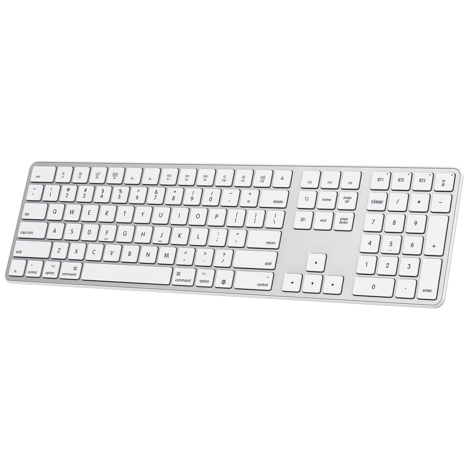 Photo 1 of OMOTON Bluetooth Keyboard for Mac, Wireless Keyboard with Numeric Keypad, Multi-Device, Rechargeable, Compatible with MacBook Pro/Air, iMac, iMac Pro, Mac Mini, Mac Pro Laptop and PC (Silver)
