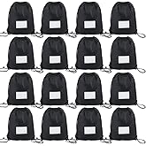 CODOBON 16 Pack Drawstring Bags,Bulk Draw String Backpack, DIY Gym Sports Cinch Bag Sackpack for Women Men, Black