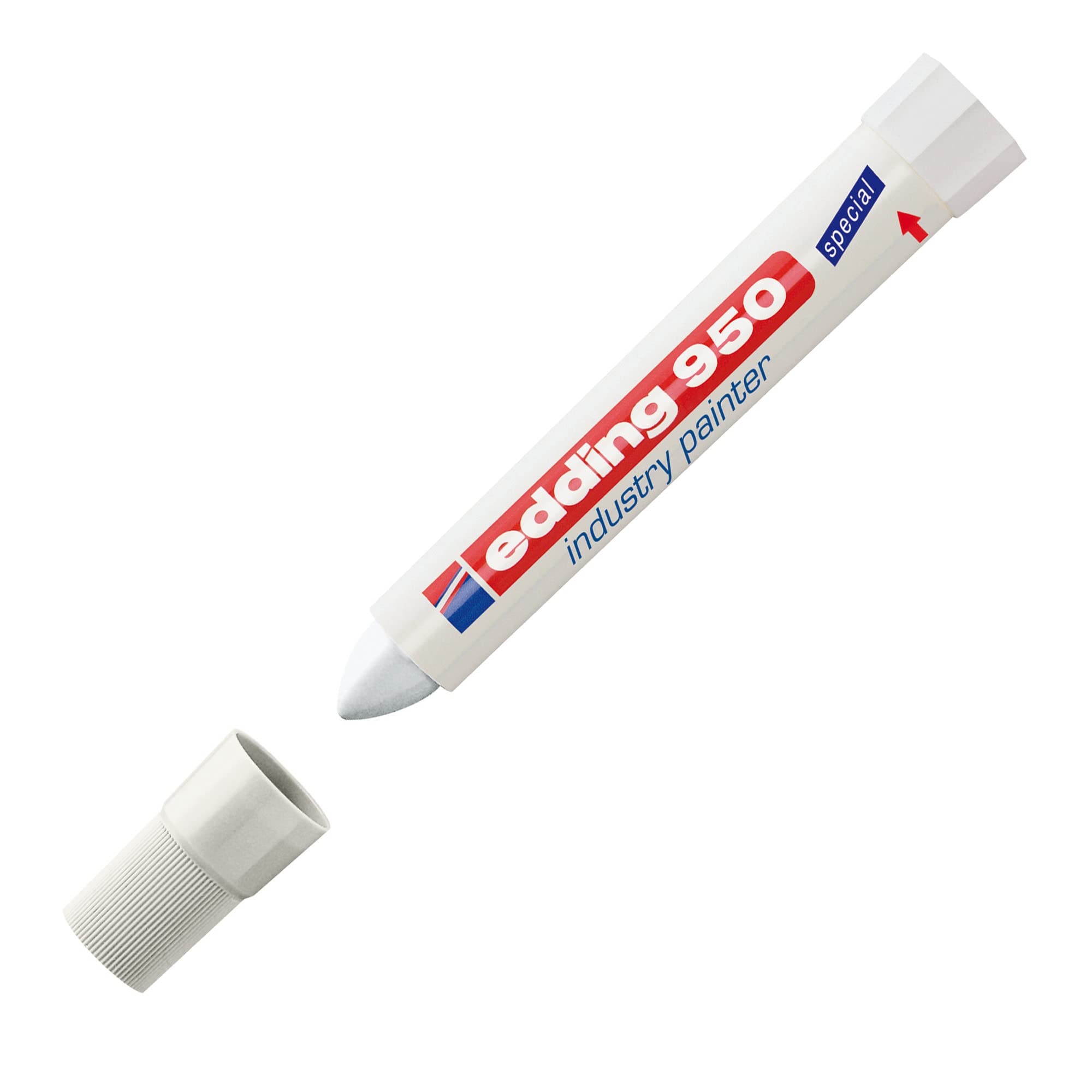 edding 950 industry painter - white - 10 pens - round tip 10 mm - marker for writing on metal, rocks, wood - rough or wet surfaces - Permanent, waterproof
