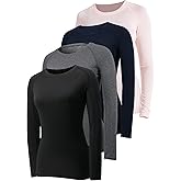 4 Pack Long Sleeve Compression Shirts for Women Workout Athletic Baselayer Yoga Softball T-Shirts Cool Running Tops