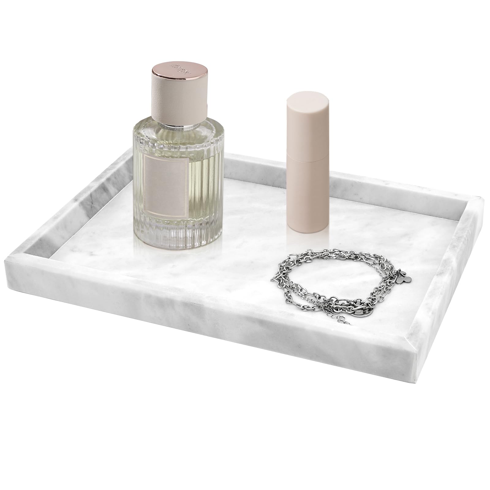Photo 1 of MULWR Marble Bathroom Tray,Pure Natural Marble Vanity Tray,Marble Tray for Kitchen Counter Non-Ceramic/Non-Resin,Stone Tray 12 x 8 inch (White)