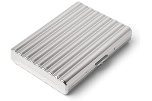 EYIDADAE Women's and Men's Metal Wavy Cigarette Case, Pocket Holder Credit Card Holder Protective Security Wallet Case, Holds 18 100mm Cigarettes (Wavy Silver)