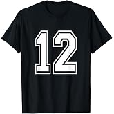 Number 12 T-Shirt Birthday Varsity Sports Team Jersey T-Shirt