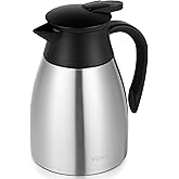 WYHVAND 34 Oz Thermal Coffee Carafe, Stainless Steel Insulated Vacuum coffee crafts to keep coffee hot, 1 Liter Tea Water Coffee and Beverage Dispenser (Silver)