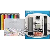 Amazon Basics Soft Core Colored Pencils - 24-Count Set & Sketch and Drawing Art Pencil Kit - 17-Piece Set
