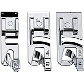 3Pcs Narrow Rolled Hem Sewing Machine Presser Foot Set (3mm, 4mm and 6mm) for Low Shank Snap-On Singer, Brother, Babylock, Eu